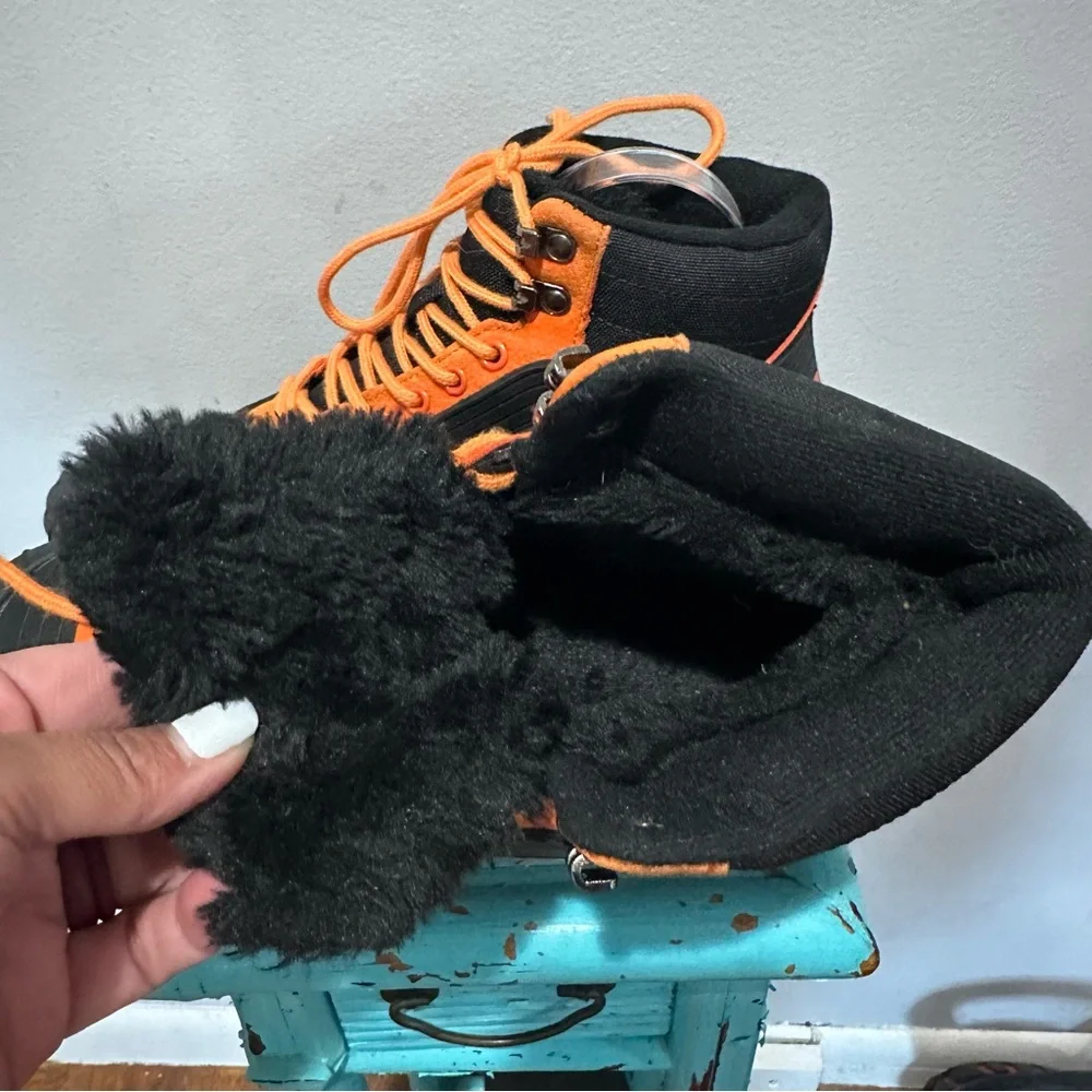 Ulogu Waterproof Lined Non Slip Winter Snow Boots Orange Black Size 39